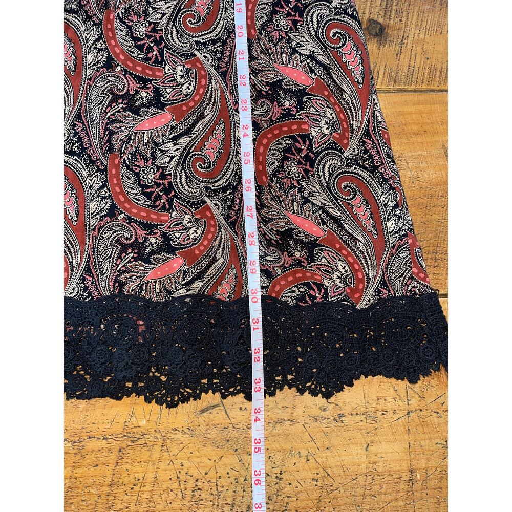 Womens Miss Me Red Black Paisley Cotton Lace Tassel Casual Dress Size Large - Picture 8 of 9